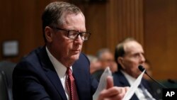 Ông Robert Lighthizer điều trần trước Thượng Viện Mỹ ngày 14/3/2017 ((AP Photo/Manuel Balce Ceneta)