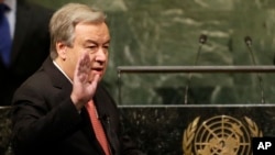 Ông Antonio Guterres tuyên thệ nhậm chức tại trụ sở Liên Hiệp Quốc, ngày 12/12/2016.